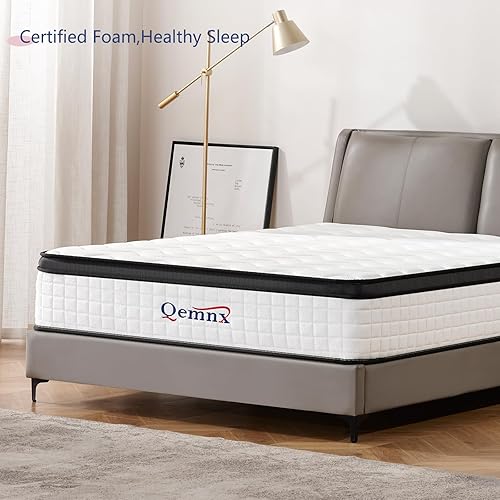 Miniatura 7 de Colchón tamaño King de 12 pulgadas, colchón de firmeza media para noches frescas y alivio de presión, alivio de presión de soporte de bordes con