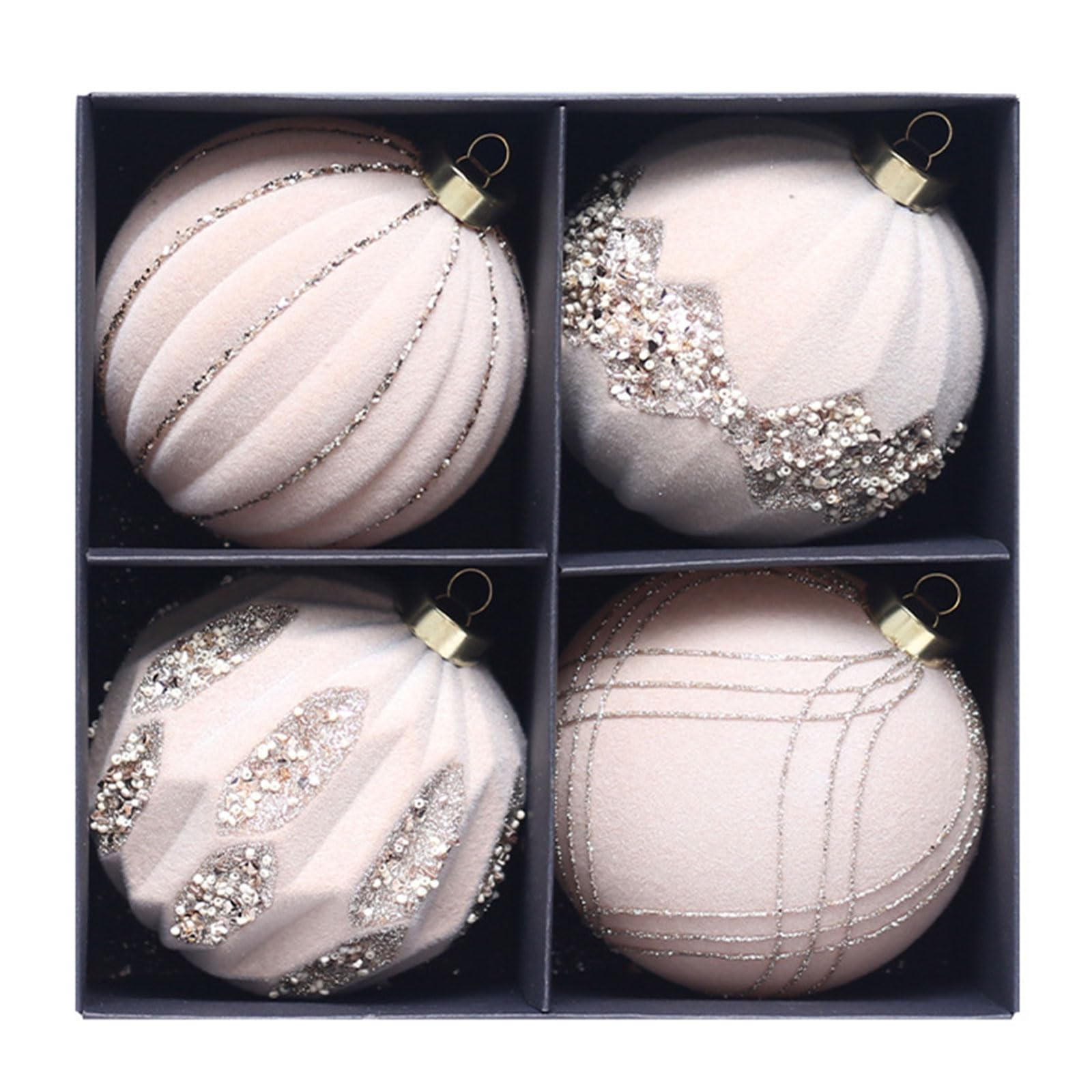 Tsophreniq 4pcs Festival Christmas Sphere Ornament Flocking Christmas Sphere Ornament for Indoor Baubles Decorations Tree