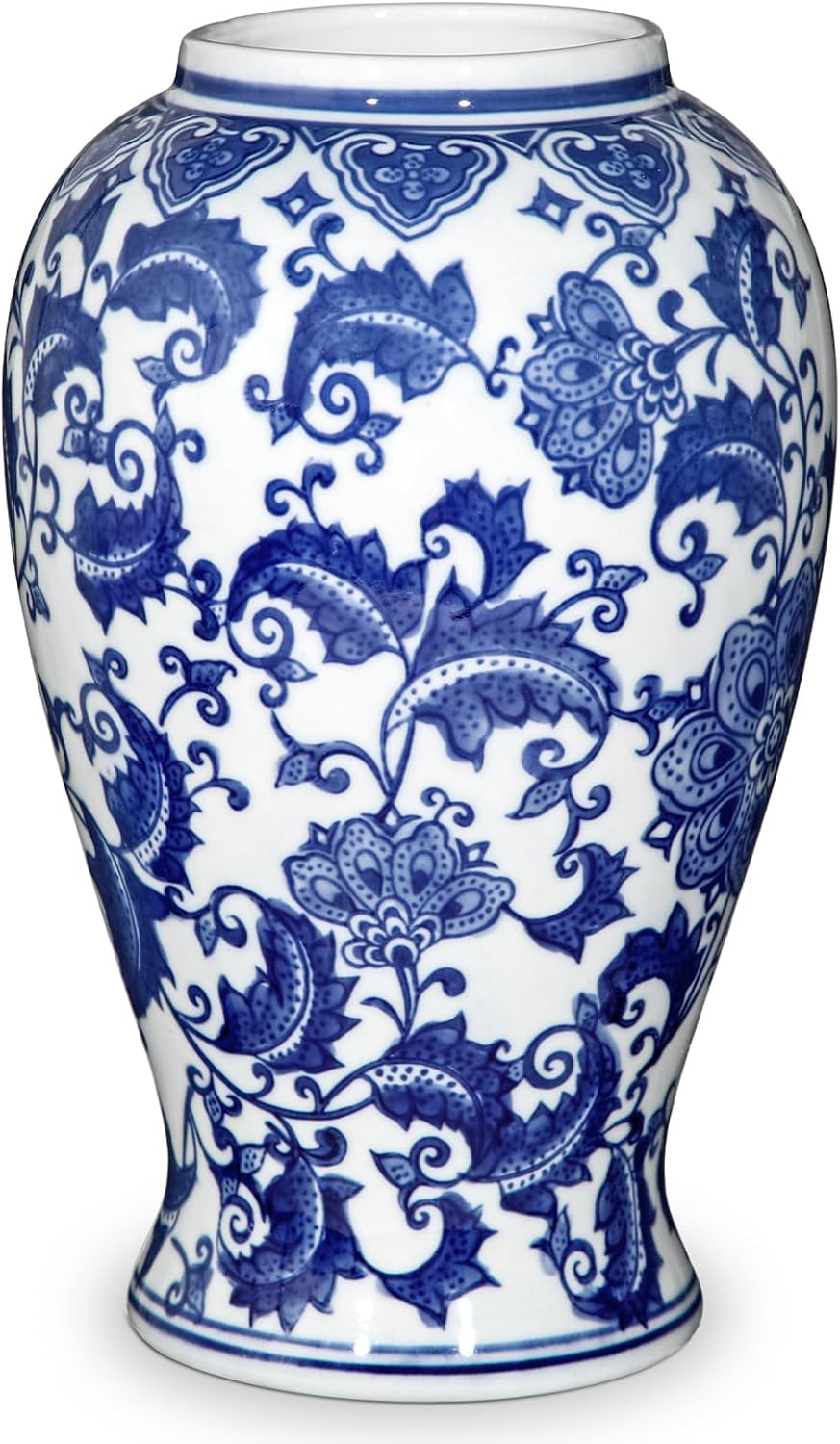 Blue and White Vase, Ceramic Vase for Home Decor 9.2" Chinoiserie Vases for Flowers Blue and White Porcelain Flower Vases for Living Room, Bathroom, Dinner Table Centerpieces