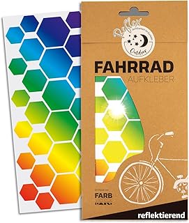 Reflektoren Sticker Set Sechsecke Verschiedene Aufkleber Farben als Fahrradaufkleber - auch für Helm Roller Kinderwaren Reflektor Kinder - Hexagon