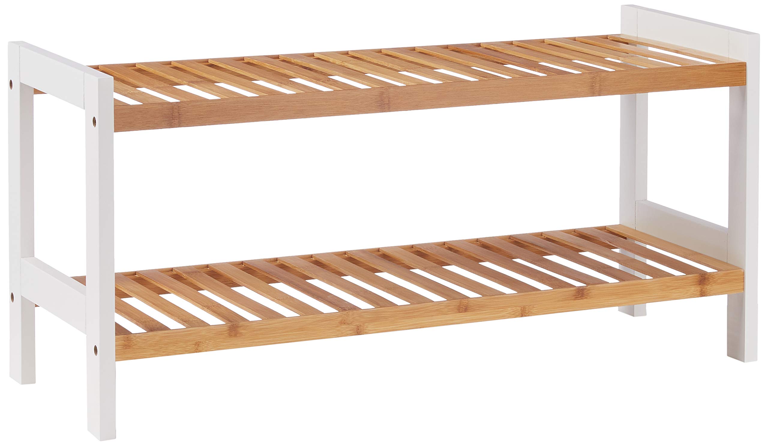 HAKU MöbelShoe-Rack Nature, White, Bamboo, Mdf - Size: W 70 cm X H 34 cm X D 26 cm, Style: Scandinavian