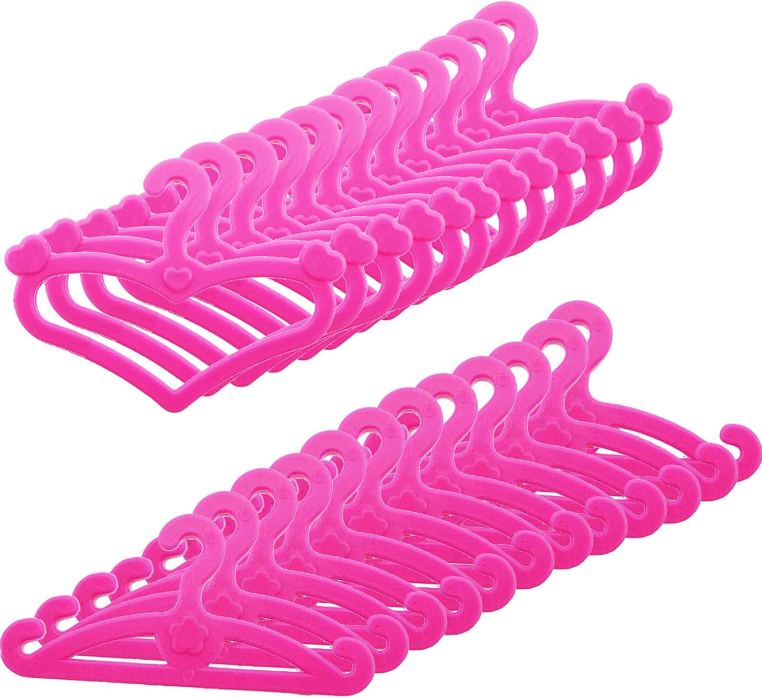 BJDBUS 62 Pcs Pink Plastic Hangers for 11.5 inch Doll Clothes Gown Dress Outfit Holders Accessories