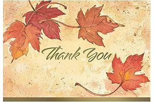  Great Papers! Fall Leaves, Folded, Thank You Note Card, 50 Count 