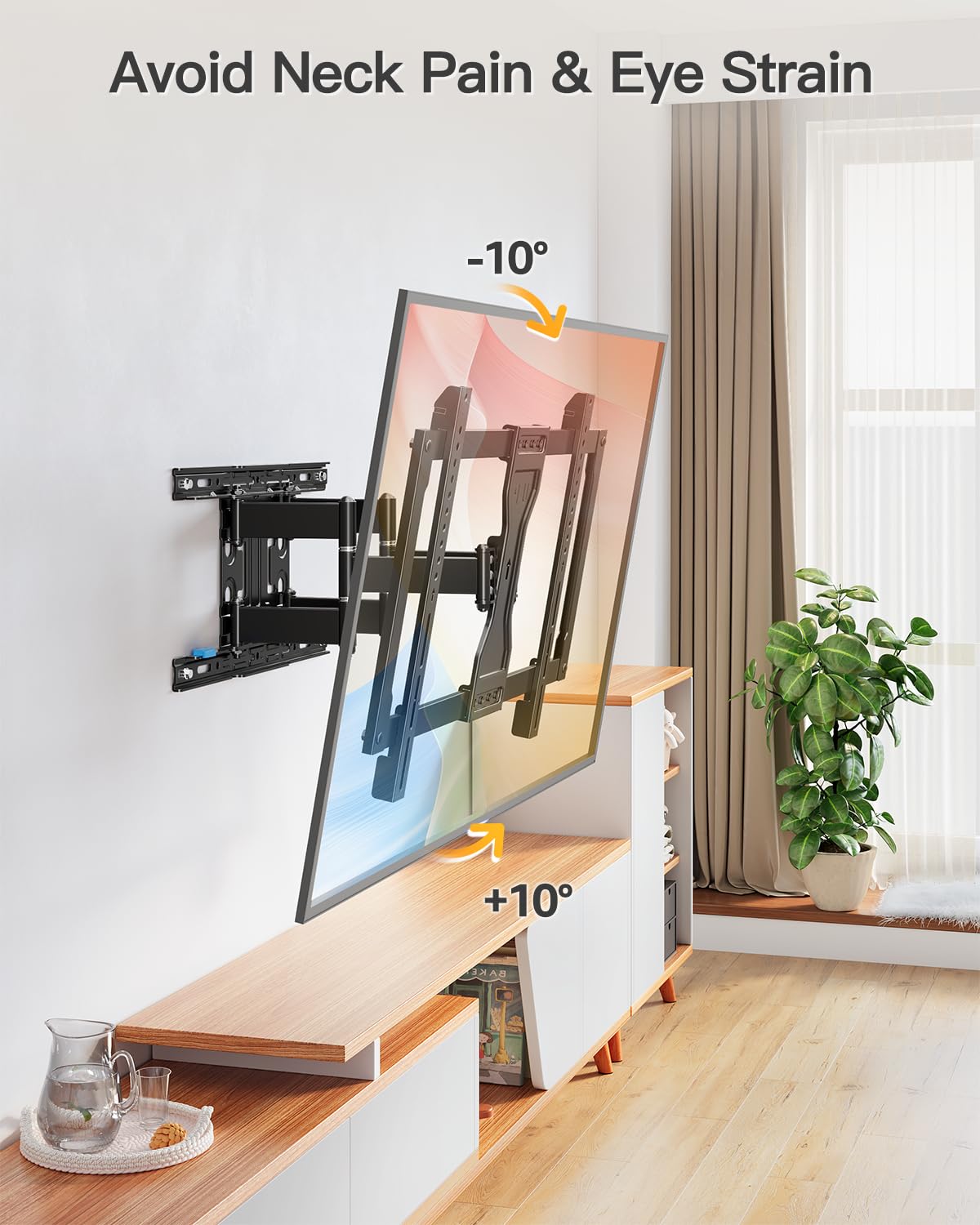 ELIVED Staffa TV ultra sottile da 2,8 cm per TV da 37-90 pollici, Staffa TV pesante 60 kg, Supporto TV a parete girevole snodabile, VESA max 600x400mm, adatto per montanti in legno 16"