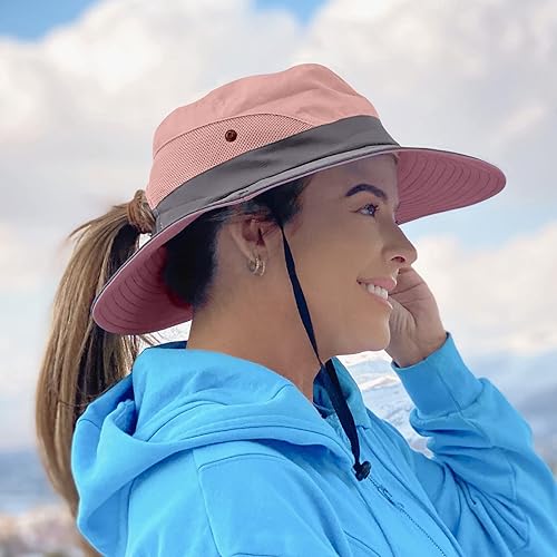 Miniatura 3 de Sun hat Womens,Women Hats with Brim Ponytail Hole UV Protection Boonie Hat for Outdoor Garden Beach Fishing Hat