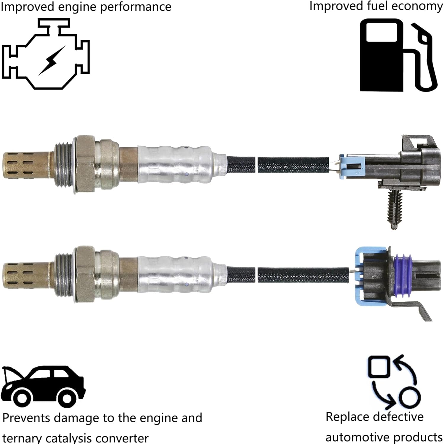 Dropwater 1 Pair Upper and Lower O2 Sensors Compatible with Chevy Cavalier 2.2L,for Pontiac Sunfire 2.2L 2002-2005,Replaces#234-4646 234-4108,Set of 2pcs