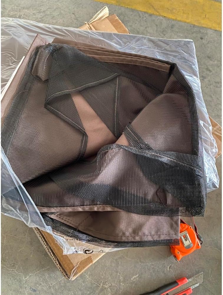 Heavy-Duty Replacement Canopy Top for Outdoor Gazebo with Built-in Air Vent for Improved Airflow and Weather Protection (Brown + Fabric)