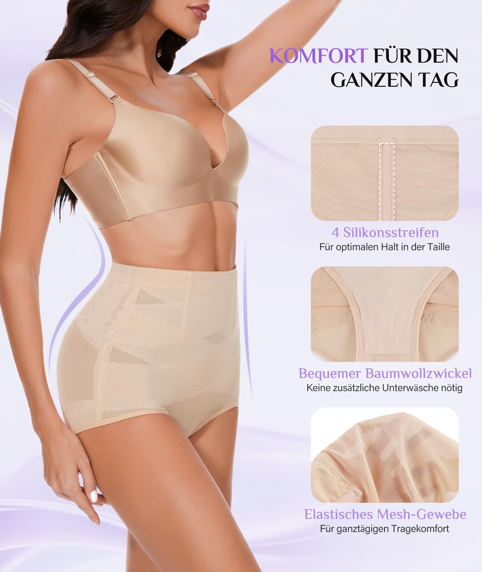YADIFEN Damen Shapewear Unterhose Bauchweg hoher Taille Bauch Weg Unterwäsche Bauchkontrolle Miederslip Figurformende Miederhose Shape Figurformend Miederpant Body Shaper