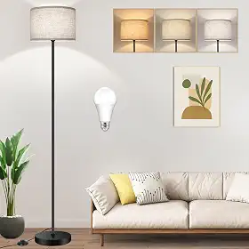 Luminária de Chão - LucZeng luminária de chão moderna com lâmpada de 3 temperaturas de cor de 9W, 61' Lâmpada de piso de LED para quarto, escritório, sala de aula, dormitório