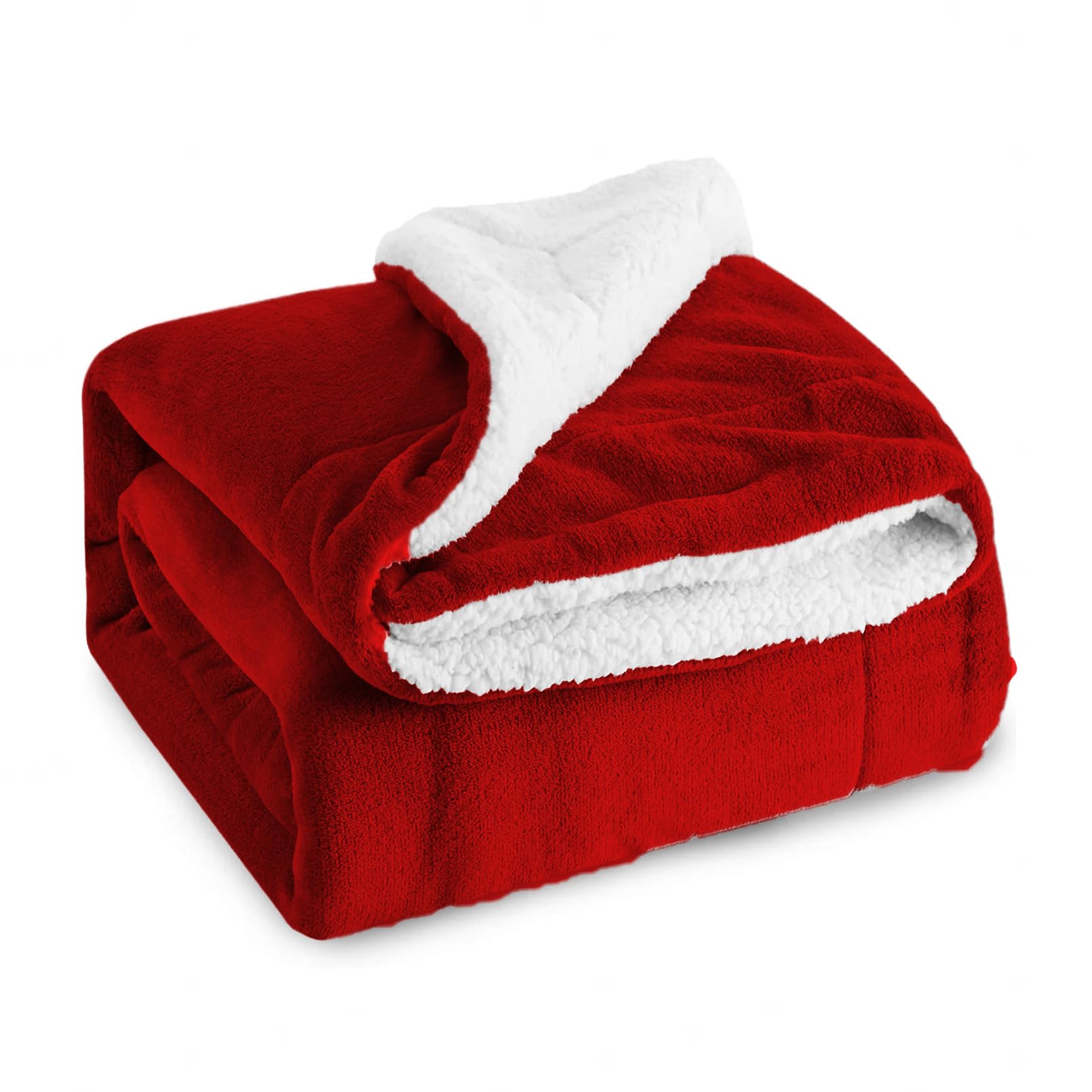 Home In Style 4U Sherpa Fleece Blanket Bed Throw Soft Fluffy Microfiber Reversible Blankets For Bed and Sofa Couch, Red (Double 150cm x 200cm)
