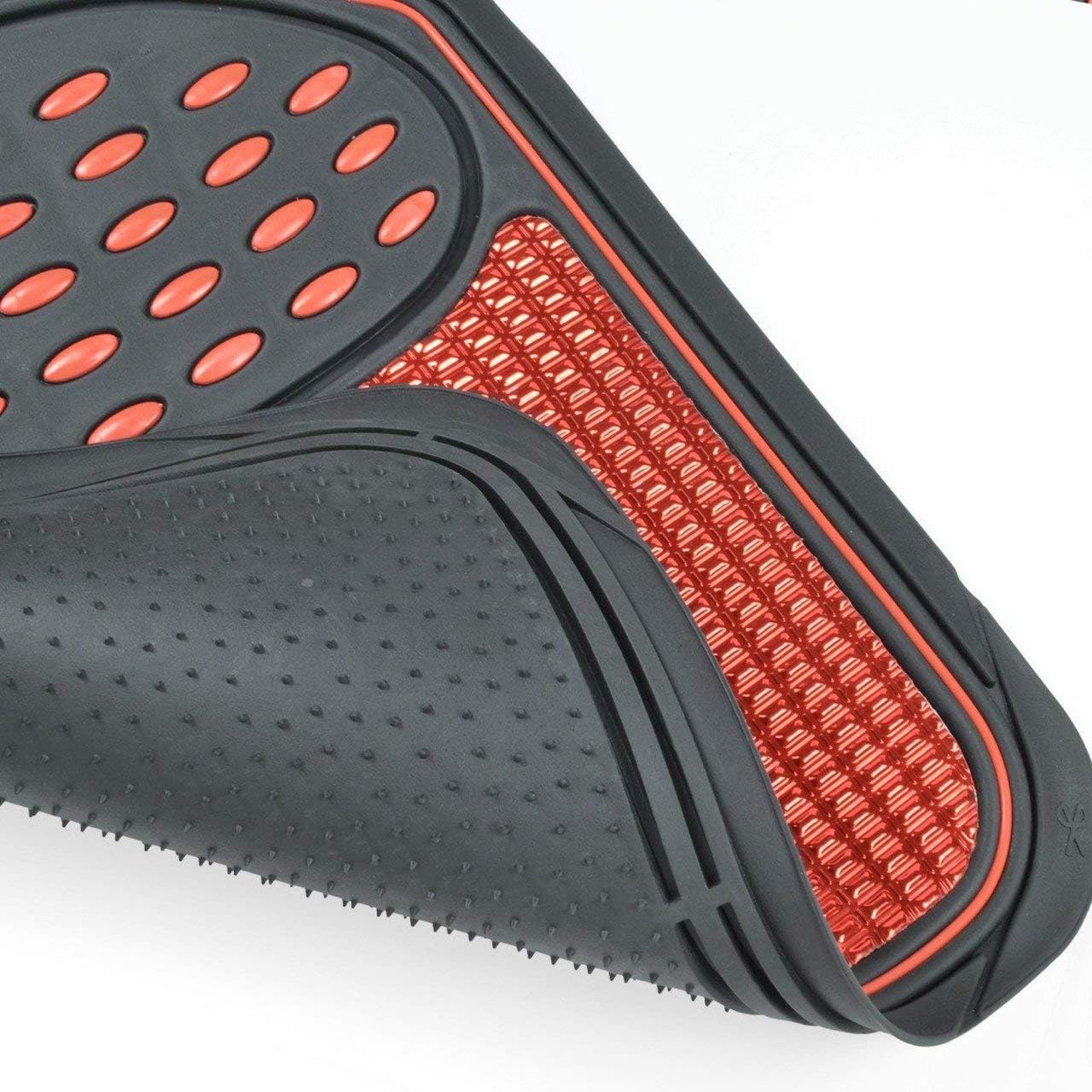 Exclusive BDK MT614RDAMw1 Metallic Rubber Floor Mats for Car SUV & Truck - Semi Trimmable, 2 Tone Color Heavy Duty Protection(Red/Black)