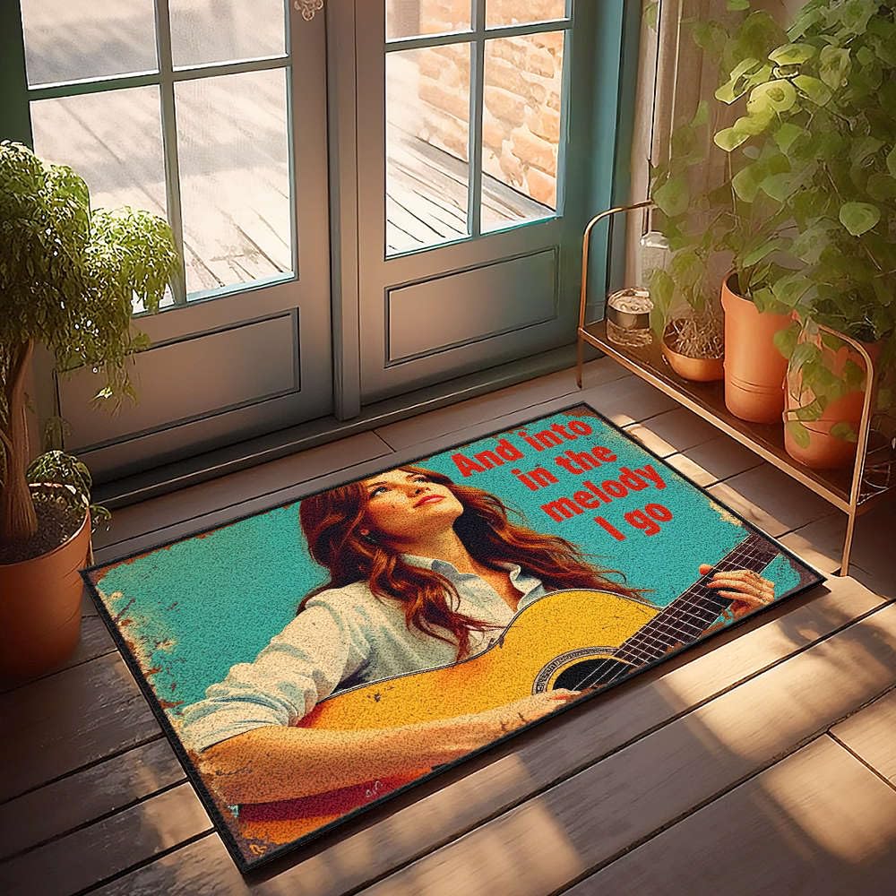 Paillasson unique guitare pour une entree chaleureuse et tapis de bain deco campagne