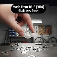 Vista 4 de Bolt Dropper - Paquete de 100 arandelas planas de acero inoxidable a granel – Arandelas de metal para pernos – 1/4 de pulgada de diámetro