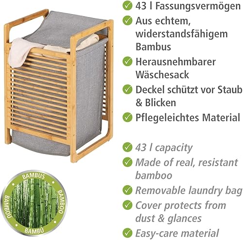 Miniatura 2 de WENKO Cesto pongotodo Bahari, bambú, bambú, gris, talla única