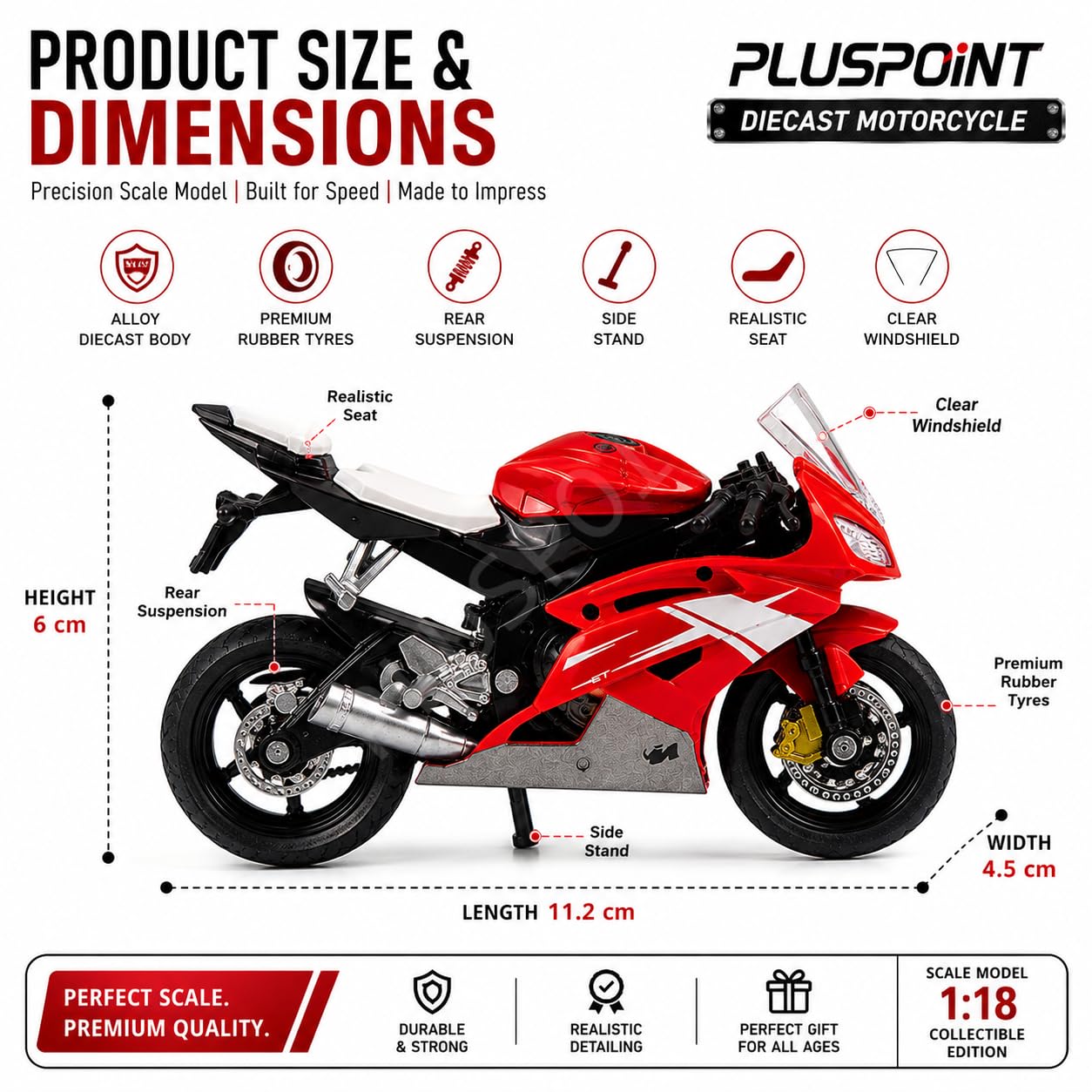 PLUSPOINT Diecast Motorcycle Toy Bike Scale Model Vehicles Alloy Simulation Superbike Also for Car Dashboard Adult Alloy Motorbike Toy Simulation Model Vehicle Toy Street Machine Kids Gift 3