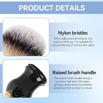 Luxury Synthetic Shaving Brush for Men,22 mm Dense Vegan Bristle Knot,Fast Rich Lather,Ergonomic Curved Handle,No Shedding,Gift for Fathers, Boyfriends & Gentlemen’s Grooming