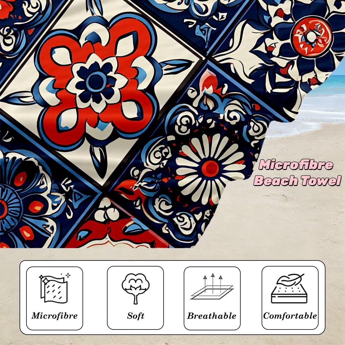 Serviette de Plage Microfibre, Lot de 2 Serviette de Bain Grande Taille 80x160 cm, Séchage Rapide Drap de Bain nordique, Anti Sable Serviettes de Plage, Serviettes Microfibre Sport pour Travel -4336