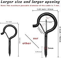 Vista 2 de 10 ganchos Q-Hanger de 3 pulgadas con hebilla de seguridad, ganchos de tornillo para tiras de luces al aire libre, ganchos de techo para plantas