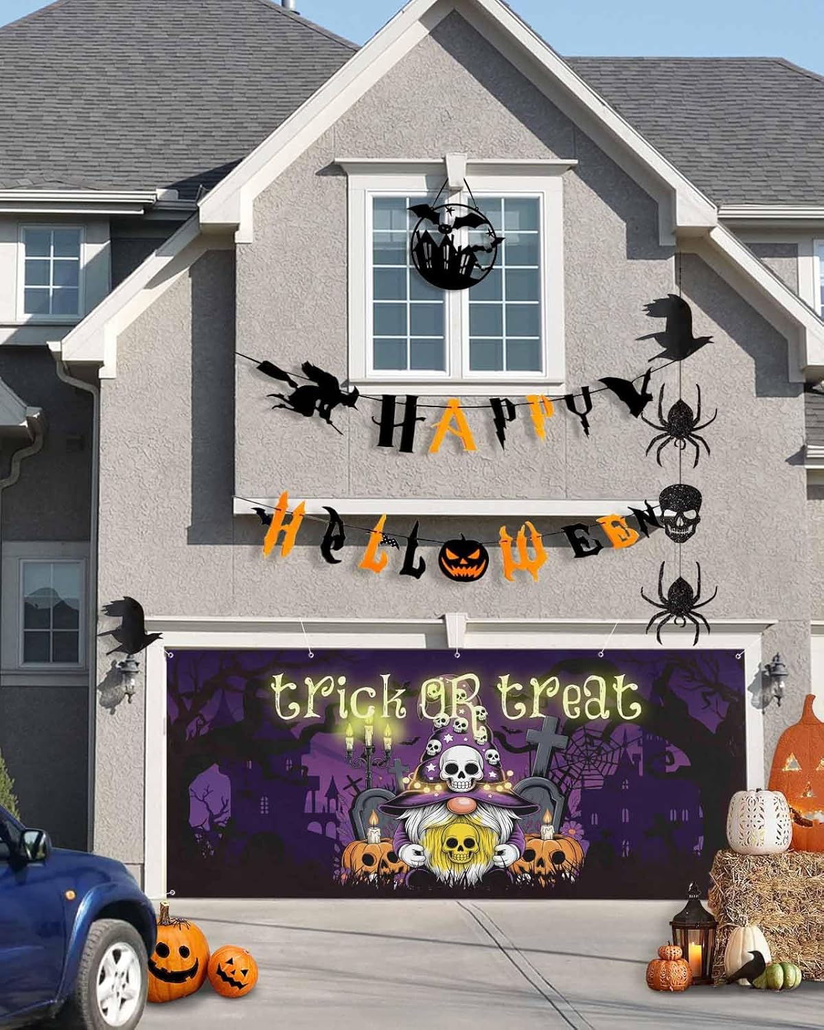 Hello Fall Garage Door Banner 7 x 8 ft Thanksgiving Pumpkins Holiday Garage Decorations Photo Background Maple Leaves Bird Large Outdoor Hanging Backdrop Garage Door Cover for Party Home Decor