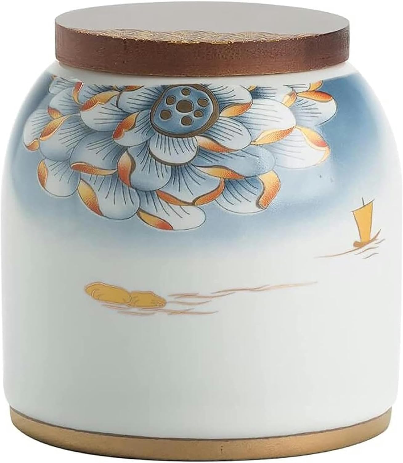 XENITE Ceramic Food Storage Container with Wooden Lid-Modern Design Porcelain Jar-Perfect Can for Sugar Bowl, Can Be Used for Tea, Coffee, Spices