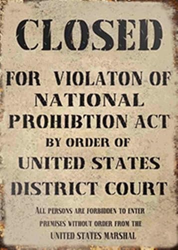 EMOHAT Cerrado por violación de la ley de prohibición nacional por letrero de metal retro vintage de aluminio para bar, hogar, café, decoración de