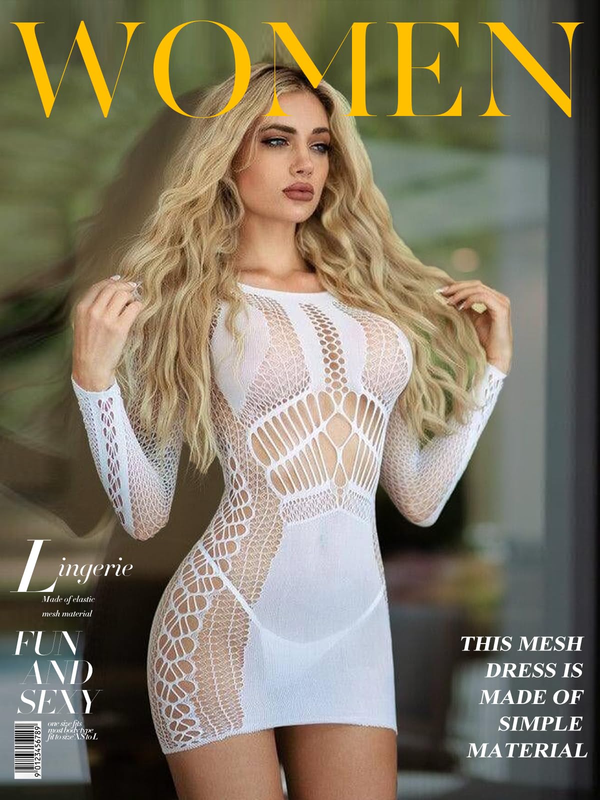 Buitifo Sexy Lingerie for Women Fishnet Mini Dress One Piece Babydoll Nightwear: White Medium