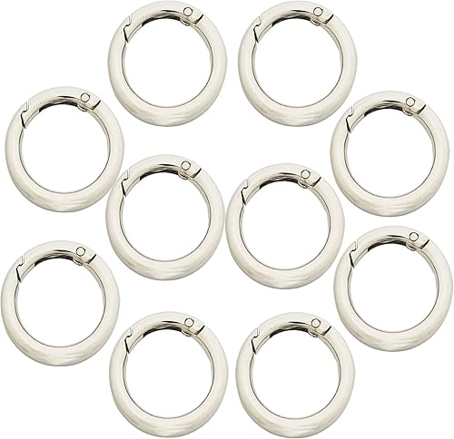 10 piezas de 1 pulgada (0.984 in) de diámetro interior redondo Mosquetón Clip Ganchos de presión de aleación de zinc anillos O hebillas DIY
