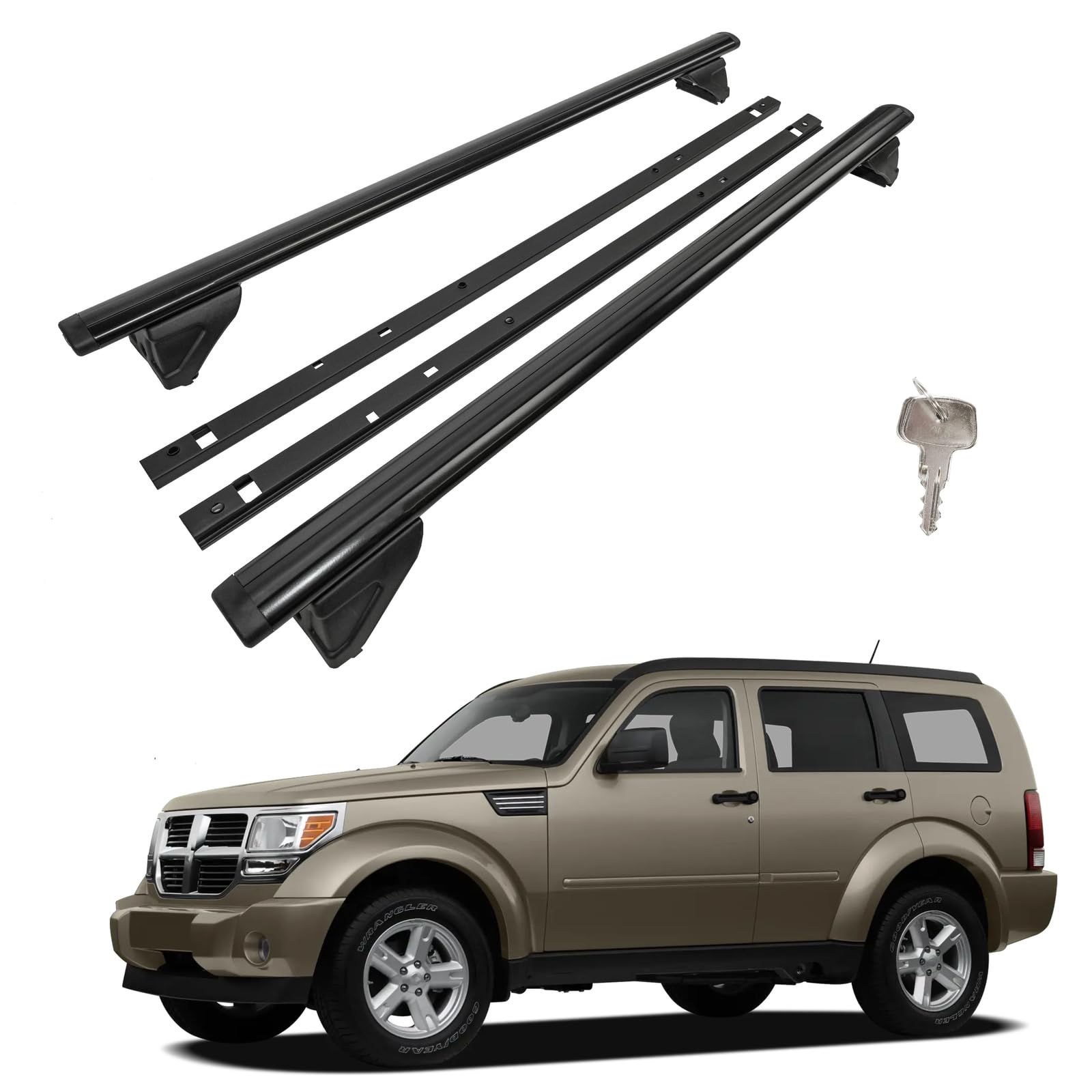 J&J AUTOMOTIVE Barre Del Tetto per Dodge Nitro 2007-2012, Stile OEM Alluminio Nero 2 pezzi, Montaggio Facile, Portapacchi Ad Alta Resistenza