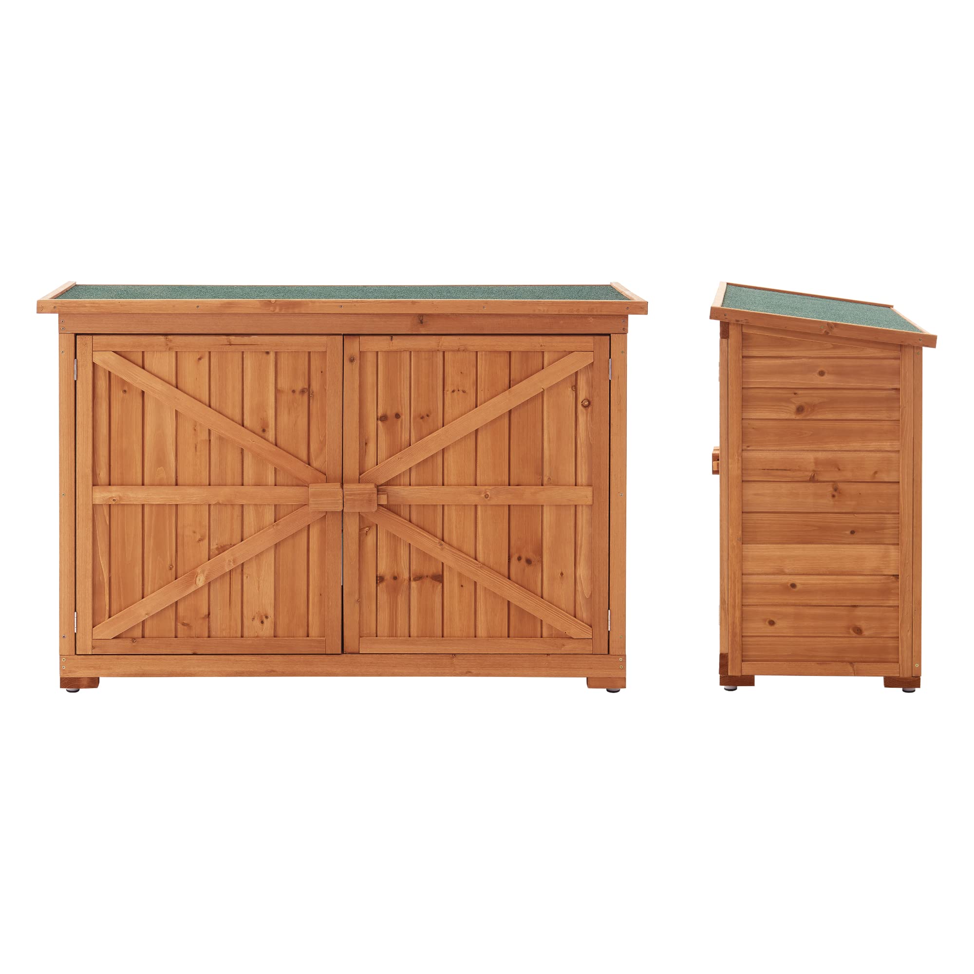 [en.casa] Armadio da Giardino (AxLAxP) 88 x 128 x 50 cm Mobile da Esterno per Immagazzinaggio con 2 Ante - Struttura in Legno - Tettuccio Antipioggia