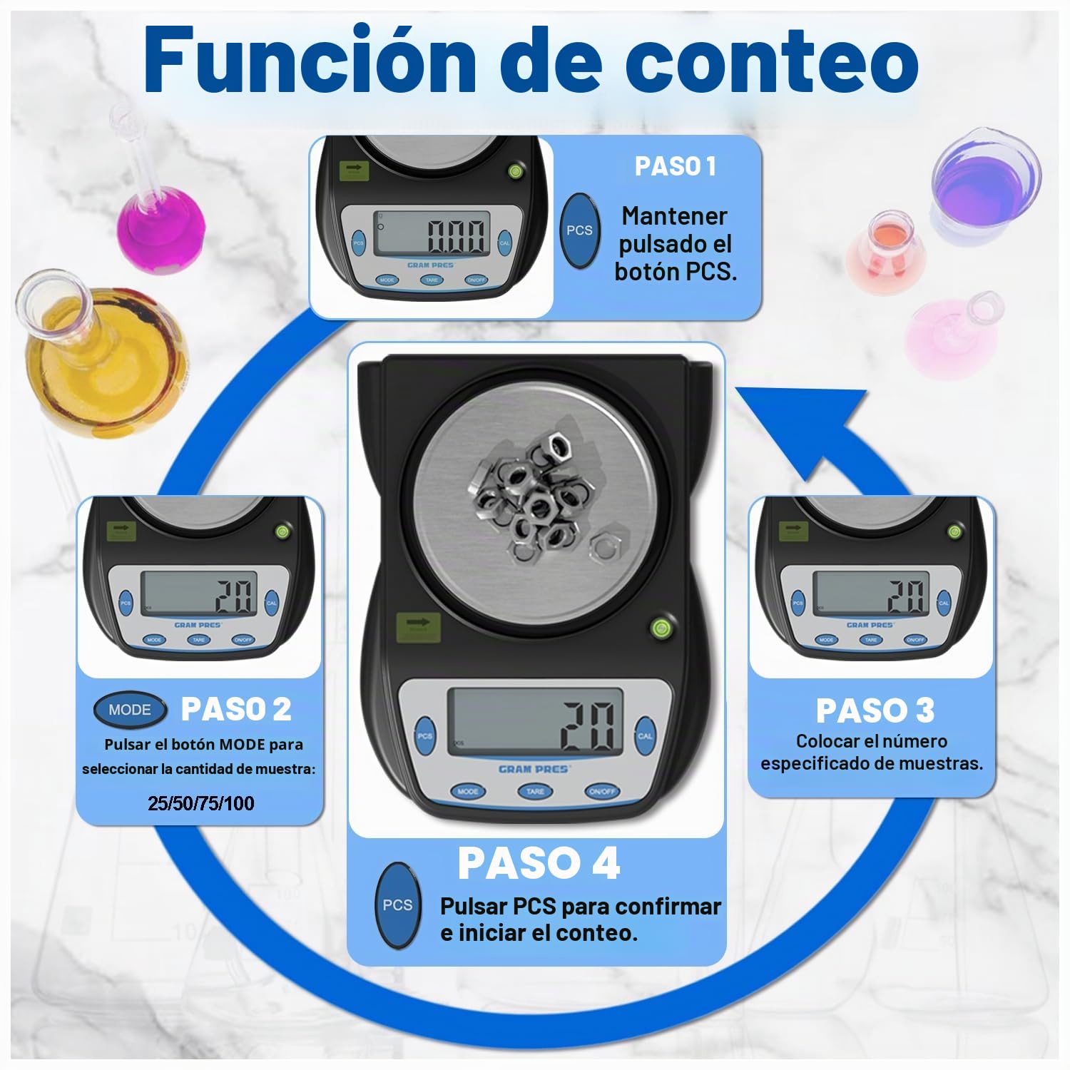 GRAM PRES Báscula digital de laboratorio de 600 g x 0,01 g, precisión electrónica, báscula científica, para joyas, polvos, monedas, etc.