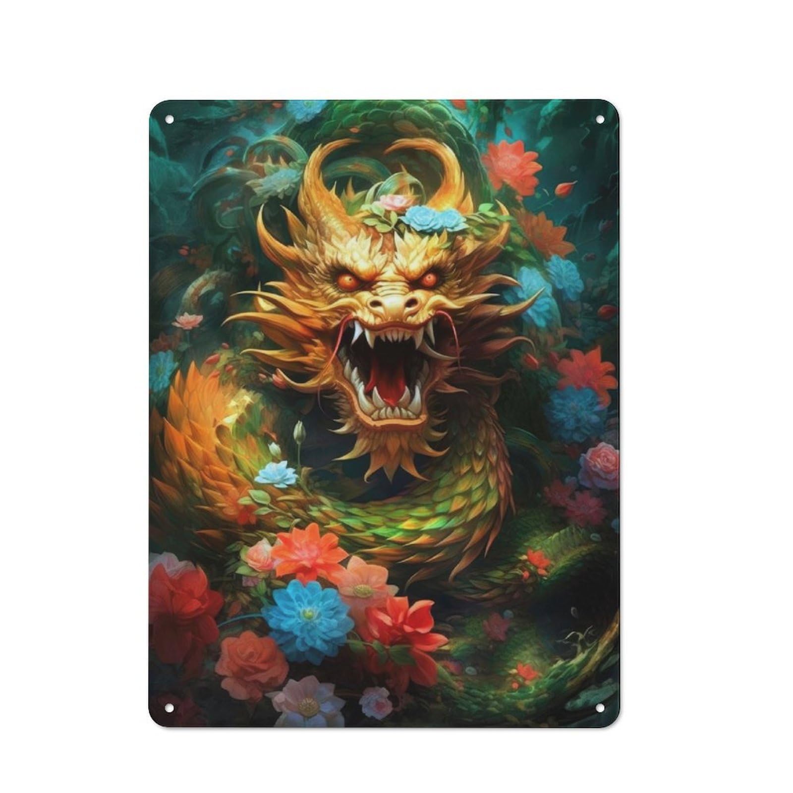 Junmoney Lumina Dragon Retro Metal Wall Sign 40X30cm With For Café Or Home Bar, For Cooler-Season Styling In Café And Home Bar