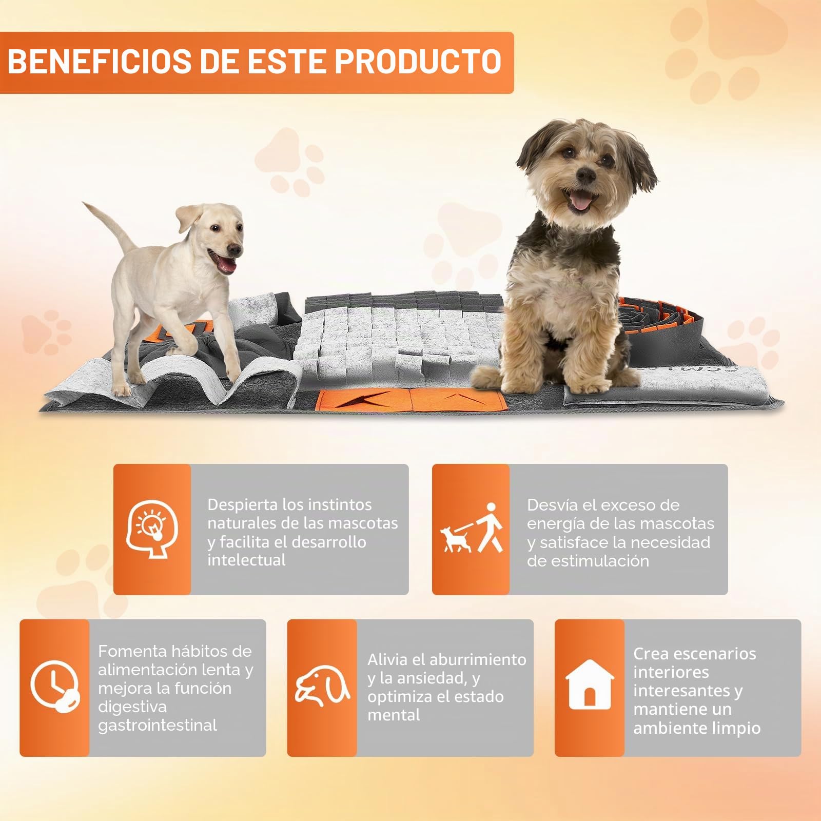 Alfombra para olfatear para perros – Juguete inteligente y juegos de búsqueda para el desarrollo mental, alfombra de fieltro resistente, resistente a desgarros, parte inferior antideslizante, 66 x 43