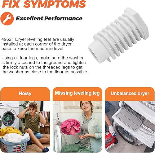 Miniatura 3 de Beaquicy 49621 AP4295805 - Pies niveladores para secadora – Repuesto para secadora Whirlpool Ken-more – Paquete de 4