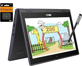 ASUS Chromebook Flip CR11 2 em 1 (tela sensível ao toque de 11,6 polegadas, Intel N100, 4 GB de RAM, 96 GB de armazenamento), resistente e resistente à água, notebook conversível para estudantes e