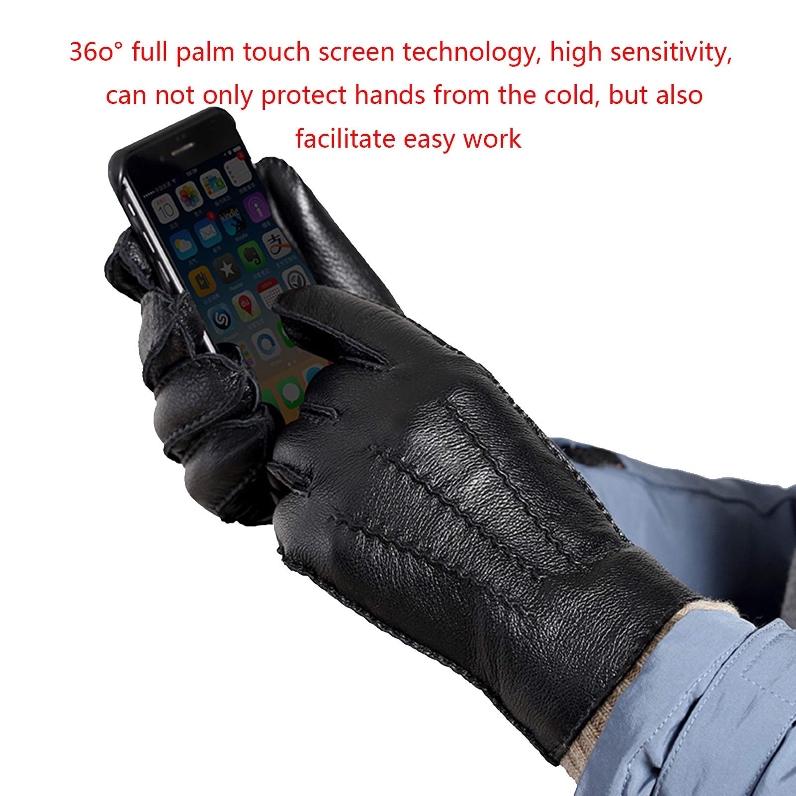 FUFU Manoplas Guantes de Invierno para Hombre Guantes de Pantalla táctil para Conducir Guantes Guantes Folleto Forro (Size : XL)