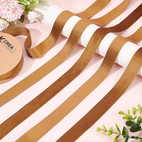 Miniatura 5 de arricraft Cinta de terciopelo de doble cara para el día de San Valentín, 10 yardas, 1 pulgada, rollo de cinta de satén de camello, cintas planas
