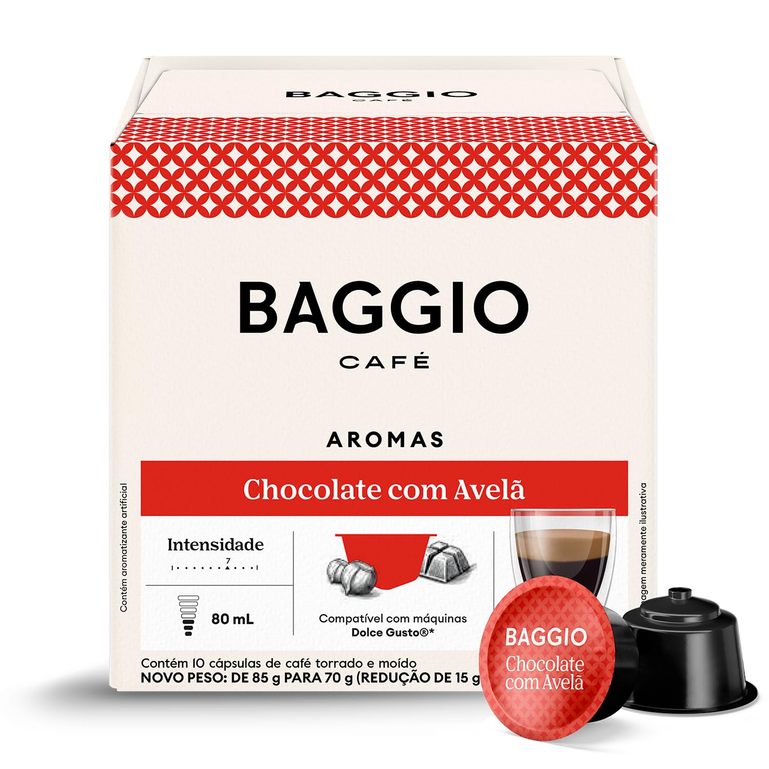 Baggio Café Cápsulas De Café Aroma Chocolate Com Avelã Compatível Com Máquinas Dolce Gusto Contém 10 Cápsulas