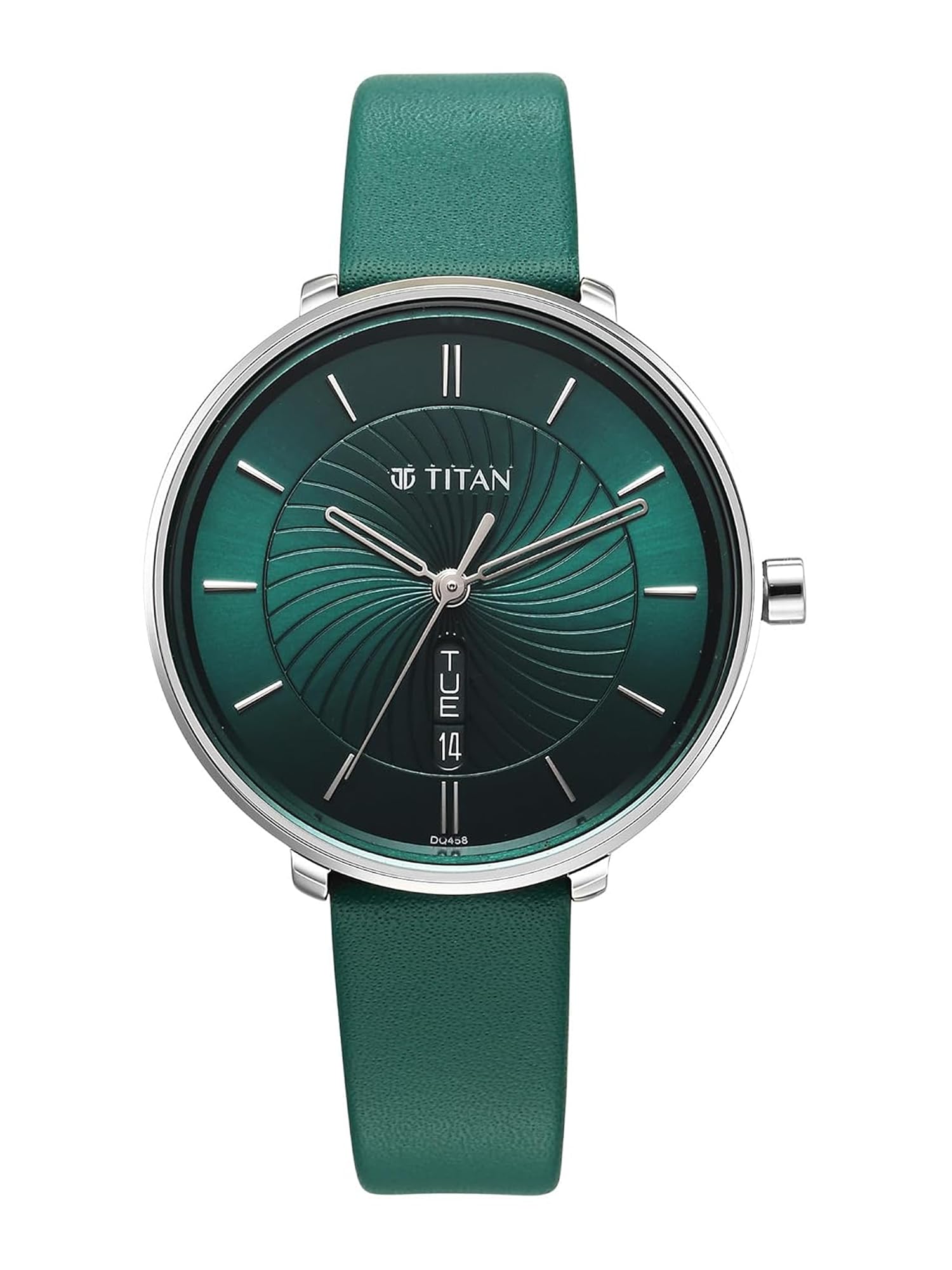 Neo Analog with Day and Date Green Dial Green Color Leather Strap Watch for Women-image-48