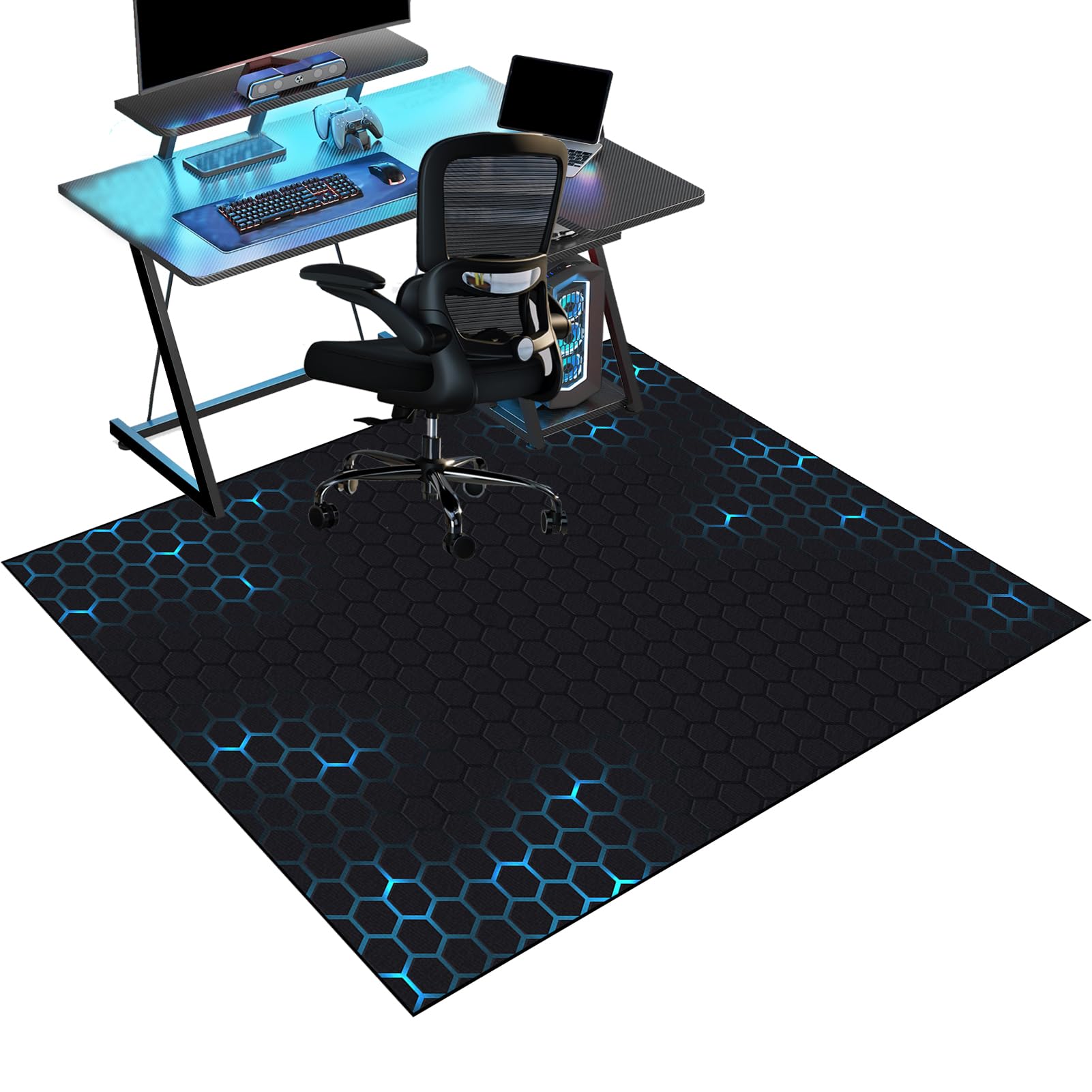 Gaming Chair Mat for Hardwood Floor Non-Slip Floor Protection Mat 90 x 140 cm Office Chair Mat for Carpets Anti-Slip Floor Protector Mat Computer Desk Chair Mat for Gaming Room Home Office Decor