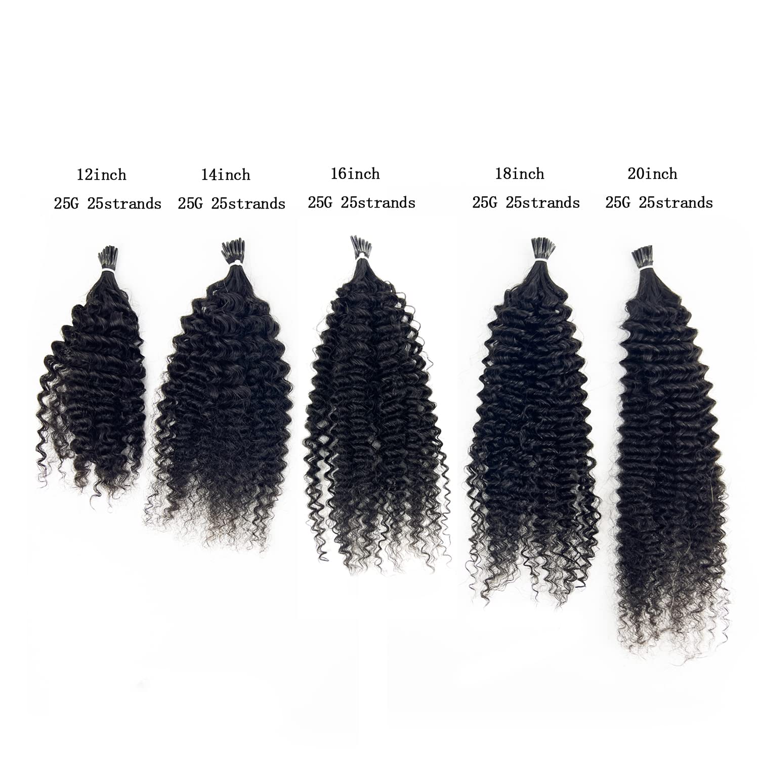 Mongolian Kinky Curly Hair 100g Keratin Capsules Human Fusion Hair Nail i tip hair extensions afro kinky curly Remy Pre Bonded (16, Natural Color)