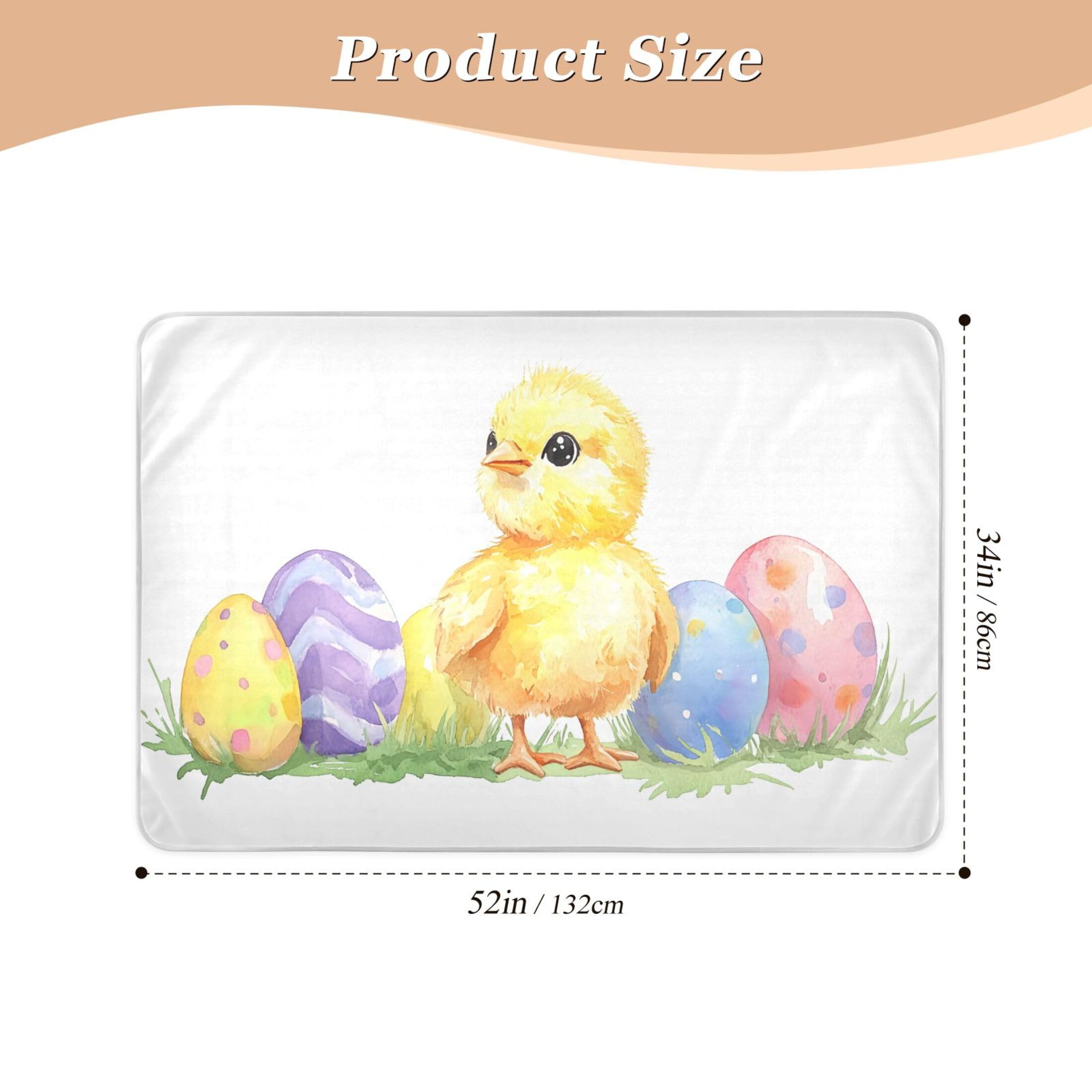 Takiito Easter Chick Eggs Bed Pad Reusable Bed Underpad Washable Waterproof Leak-Proof Quick Dry Incontinence Pee Pad for Toddlers Kids Adults Pets 34x52 in