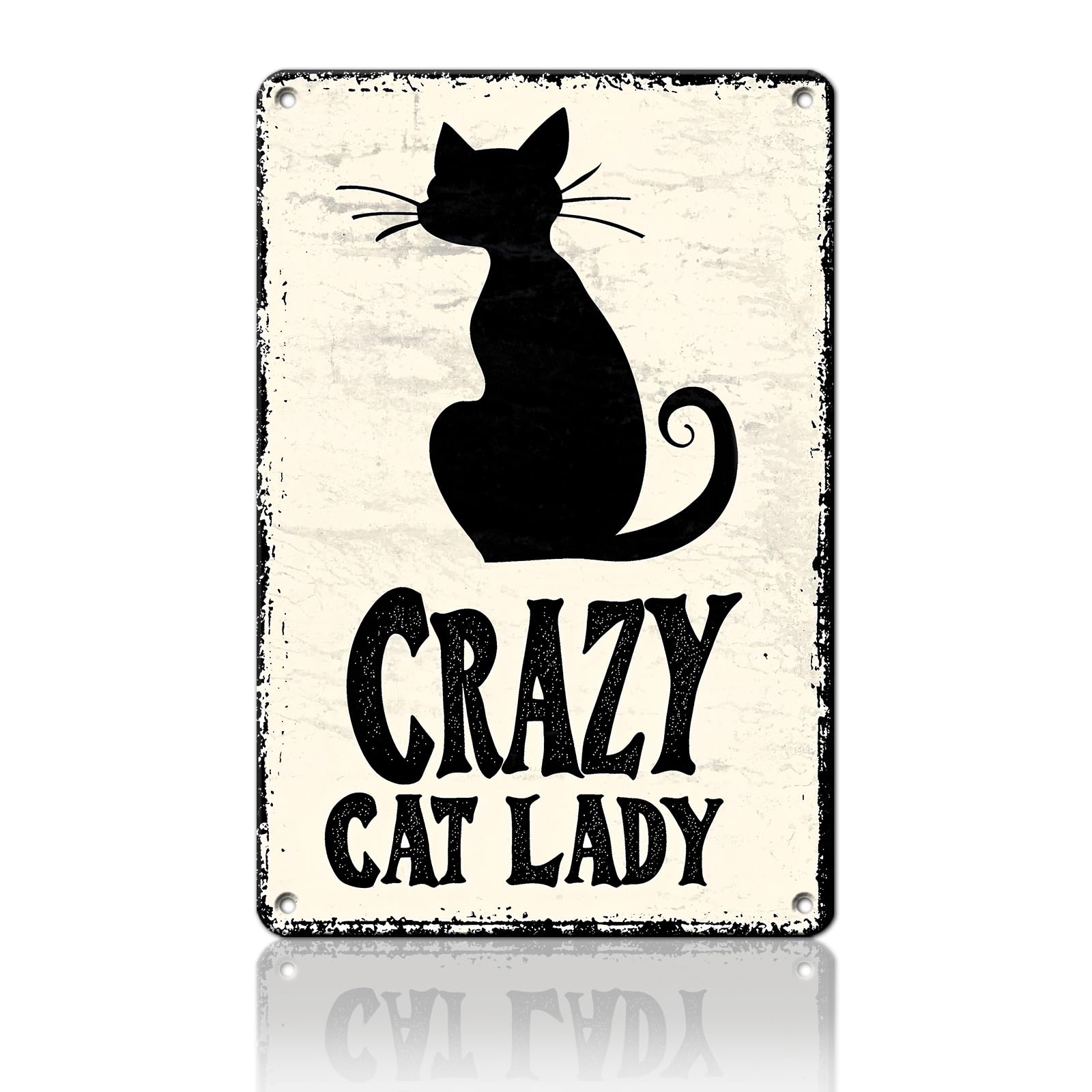 Anceky Crazy Cat Lady Sign Vintage Metal Tin Sign Retro Wall Decor for Yard Entryway Home Porch Outside 12×16 Inch
