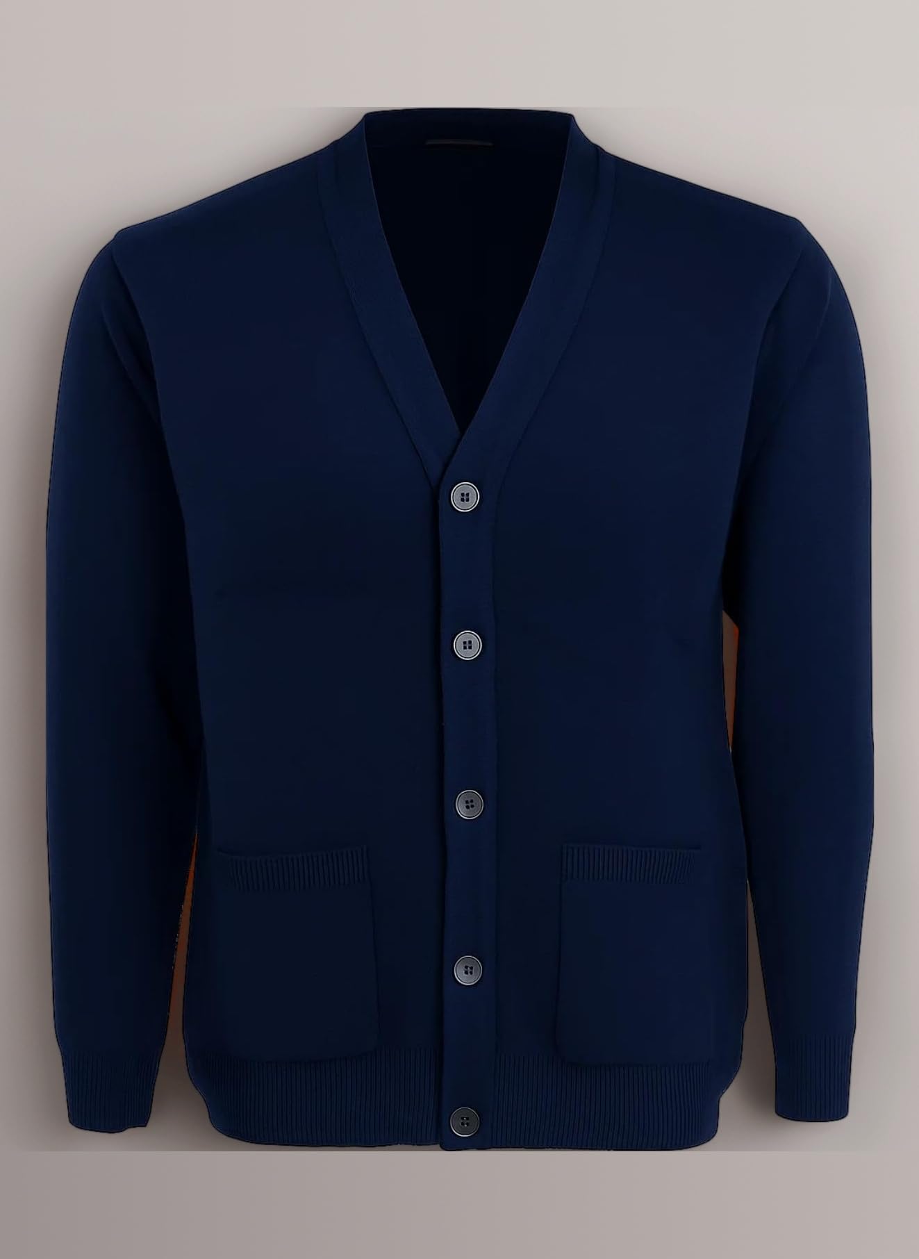 Men Knitted Cardigan Front Opening Button V Neck Winter Warm Long Sleeve Plan Sweater with Pockets S to 6XL