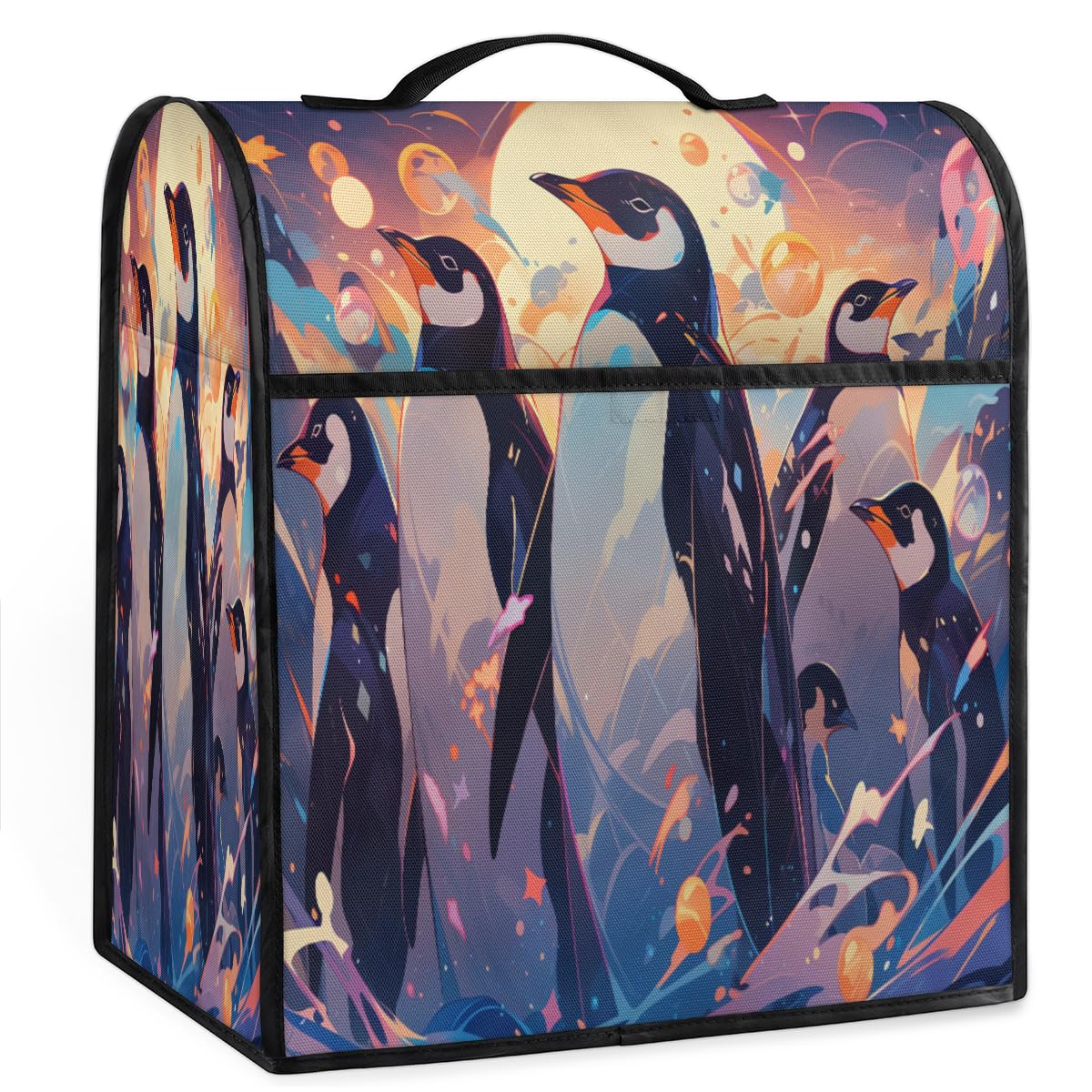 Coffee Maker Cover Colorful Penguin Animal Kitchen Appliance Covers Small Appliance Covers Blender Cover Juicer Cover Dust Covers for Kitchen Appliances with Top Handle and Pockets,Washable,C731