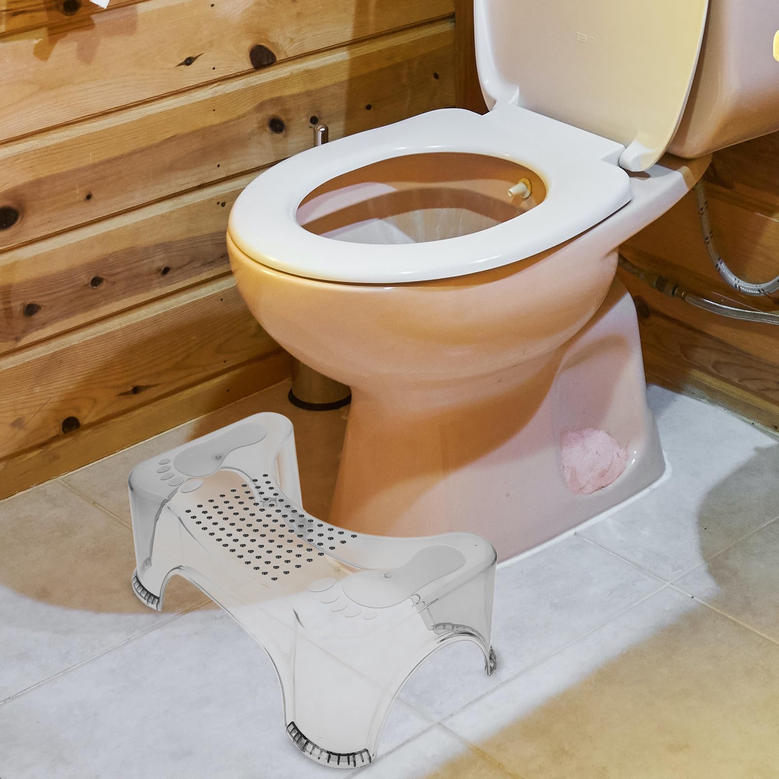 Abaodam Sgabello Bagno per Bambini Piedini Antiscivolo in Pet, Sgabello Rialzato per Toilette, Affidabile e Sicuro per Ragazzi e Anziani, per Bagno
