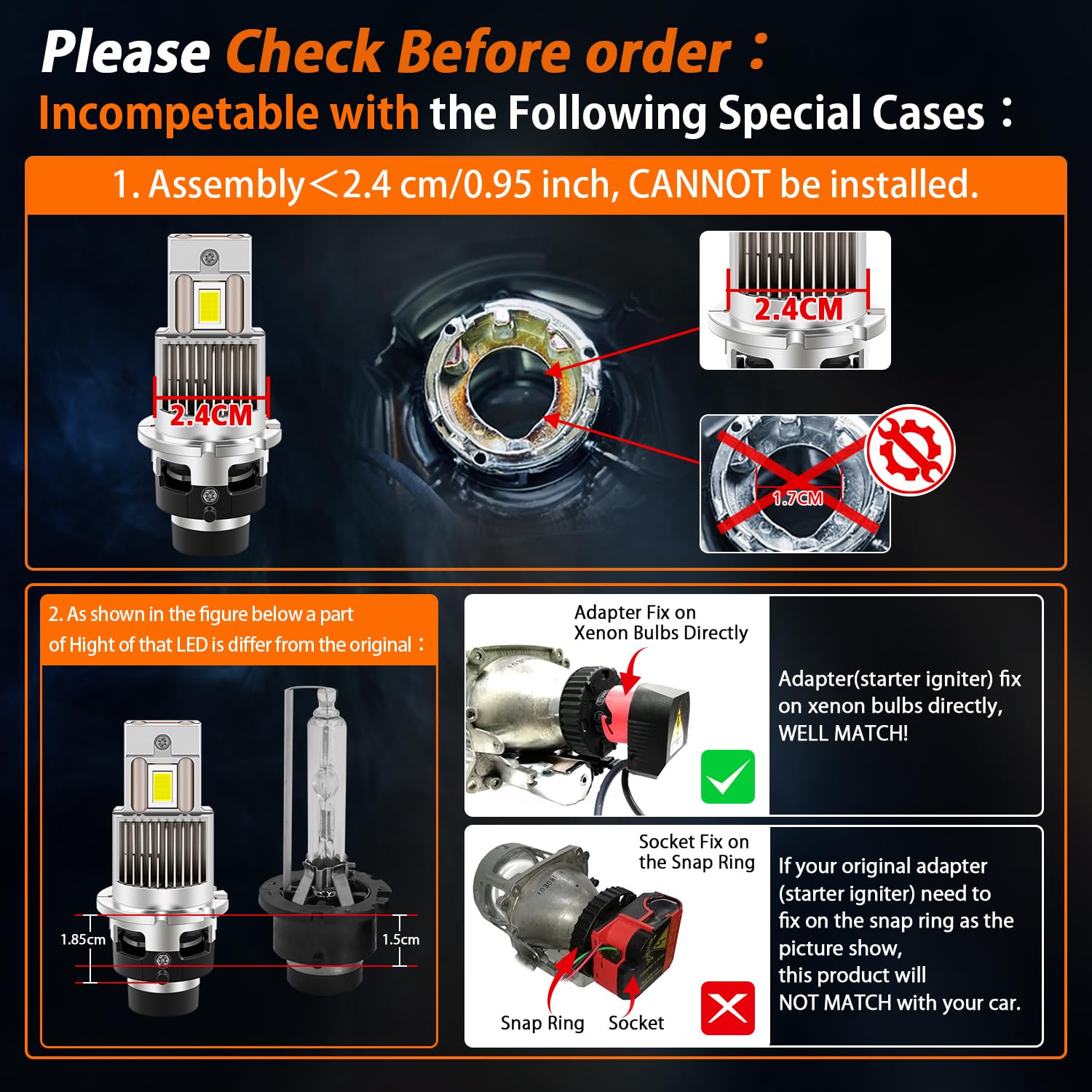 D2S D2R Lampadine HID LED Bulbi del Faro, 35W 6500K Bianco Puro Super Luminoso, Canbus Error Free, Plug & Play Diretto Zavorra Originale Sostituire OEM Xenon Lampadina/Retrofit BI HID, 1 Paio