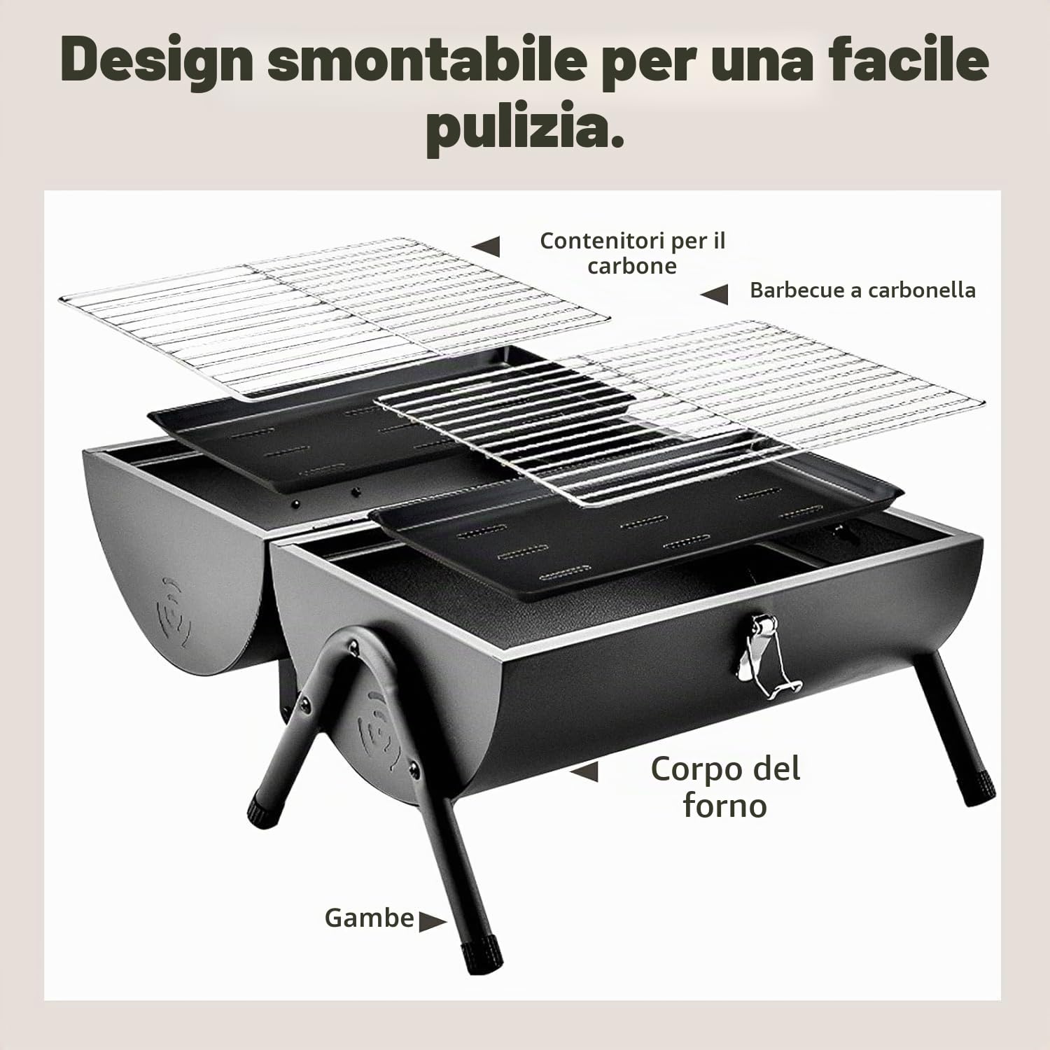 Barbecue a doppia faccia in acciaio inox con funzione griglia bifacciale, leggero, compatto, pieghevole, portatile, ideale per campeggio, festival
