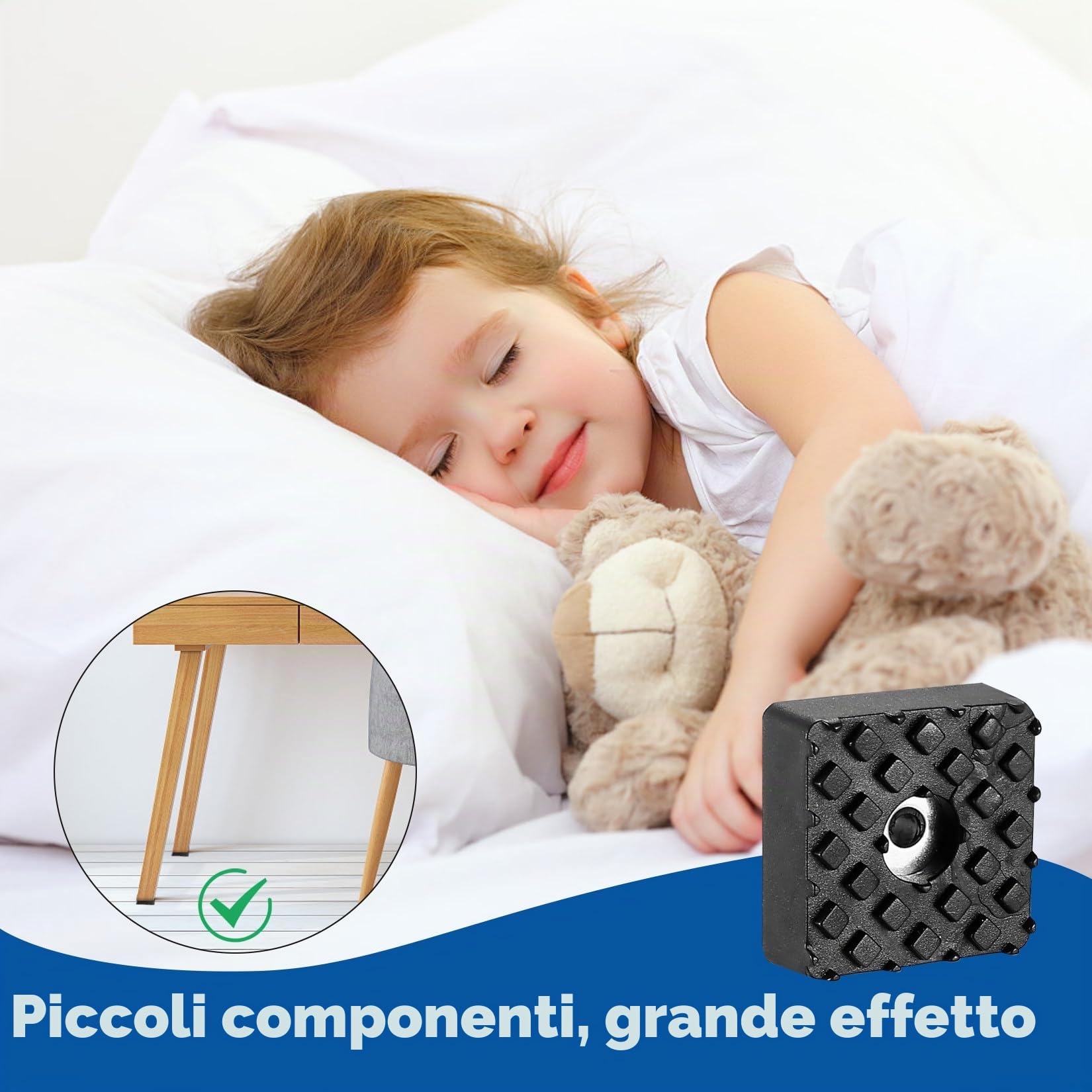 25 PzPiedini Gommini per Sedie, Piedini in Gomma per Mobili con Viti, Piedini per Sedie Antiscivolo Quadrati per Taglieri Tavoli Pavimenti da Tavolo (30 x 30 mm)