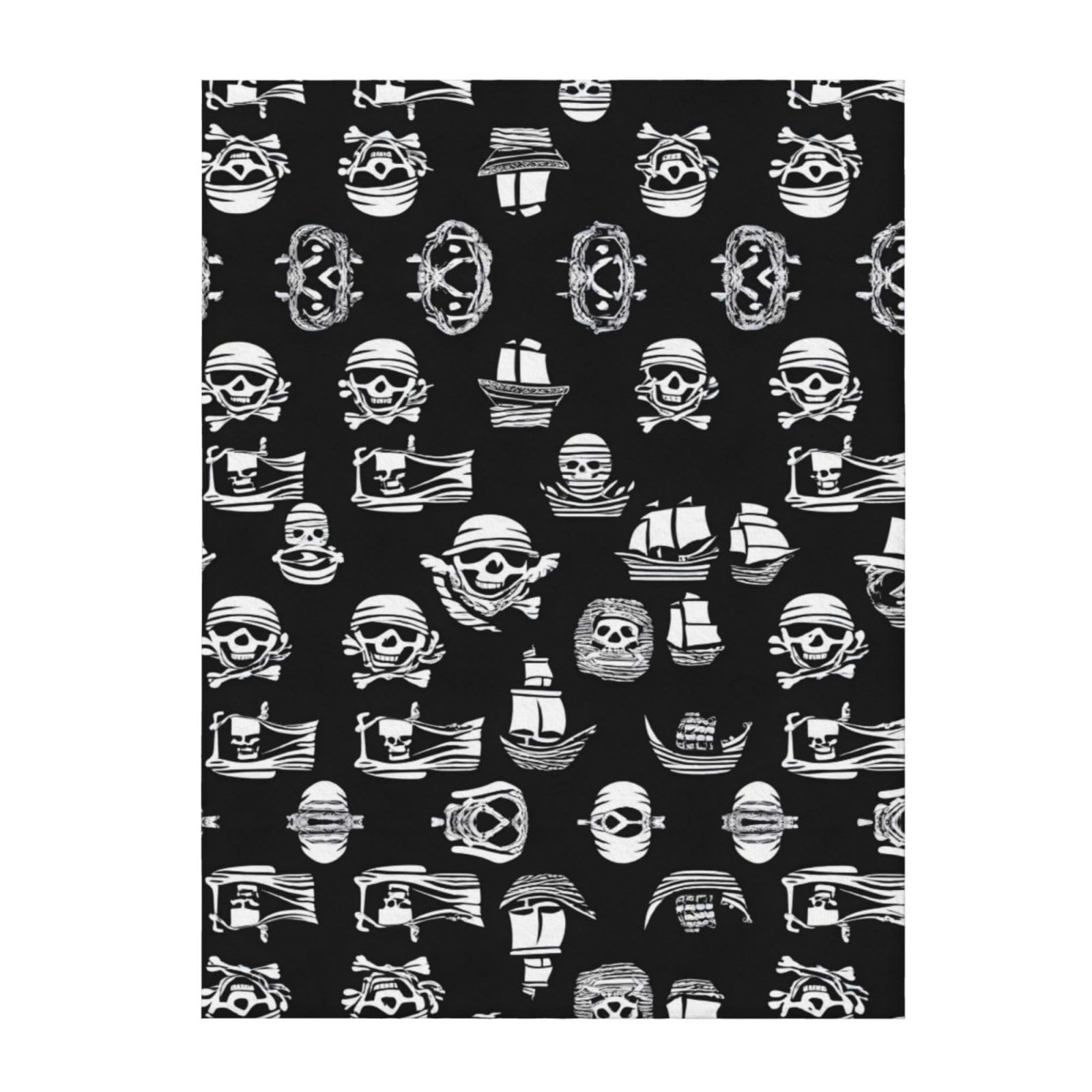 Couverture noire et blanche pirate contre le froid nocturne au lit
