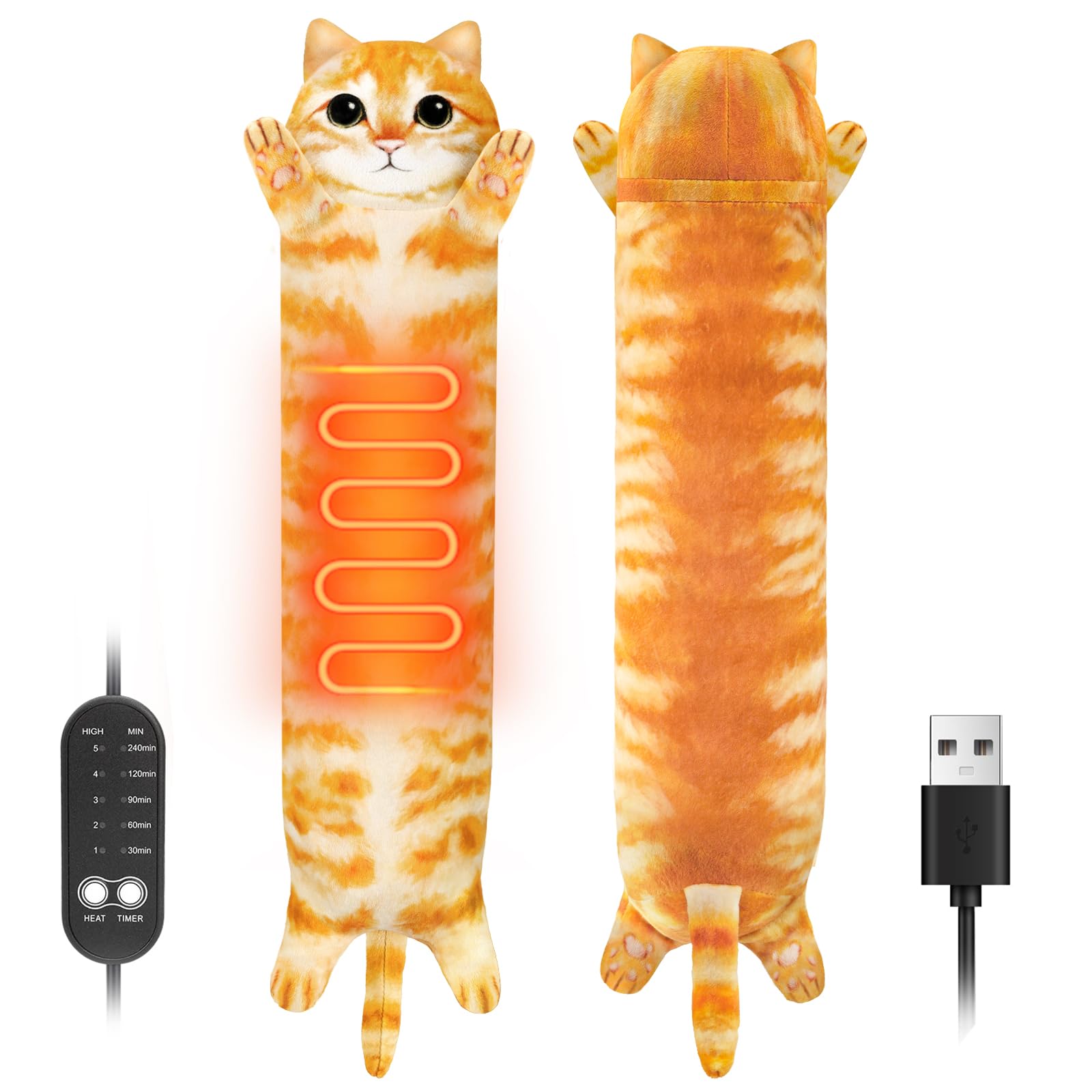 Cuscinetto riscaldante per gatti per crampi mestruali, sollievo dal dolore mestruale, cuscinetti elettrici portatili alimentati tramite USB, simpatici animali di peluche, regali divertenti per donne